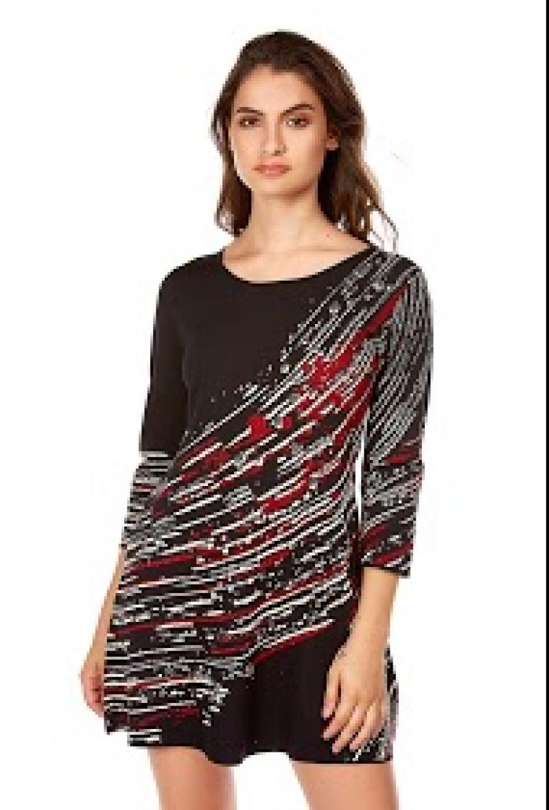 mini abito manica lunga svasato fantasia in maglia <br />(<strong>Cristina</strong>)