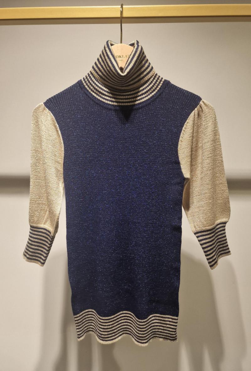 Maglia dolcevita bicolore in lurex Blu<br />(<strong>Choklate</strong>)
