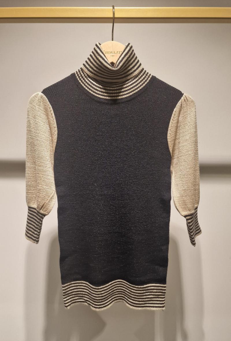 Maglia dolcevita bicolore in lurex Nero<br />(<strong>Choklate</strong>)