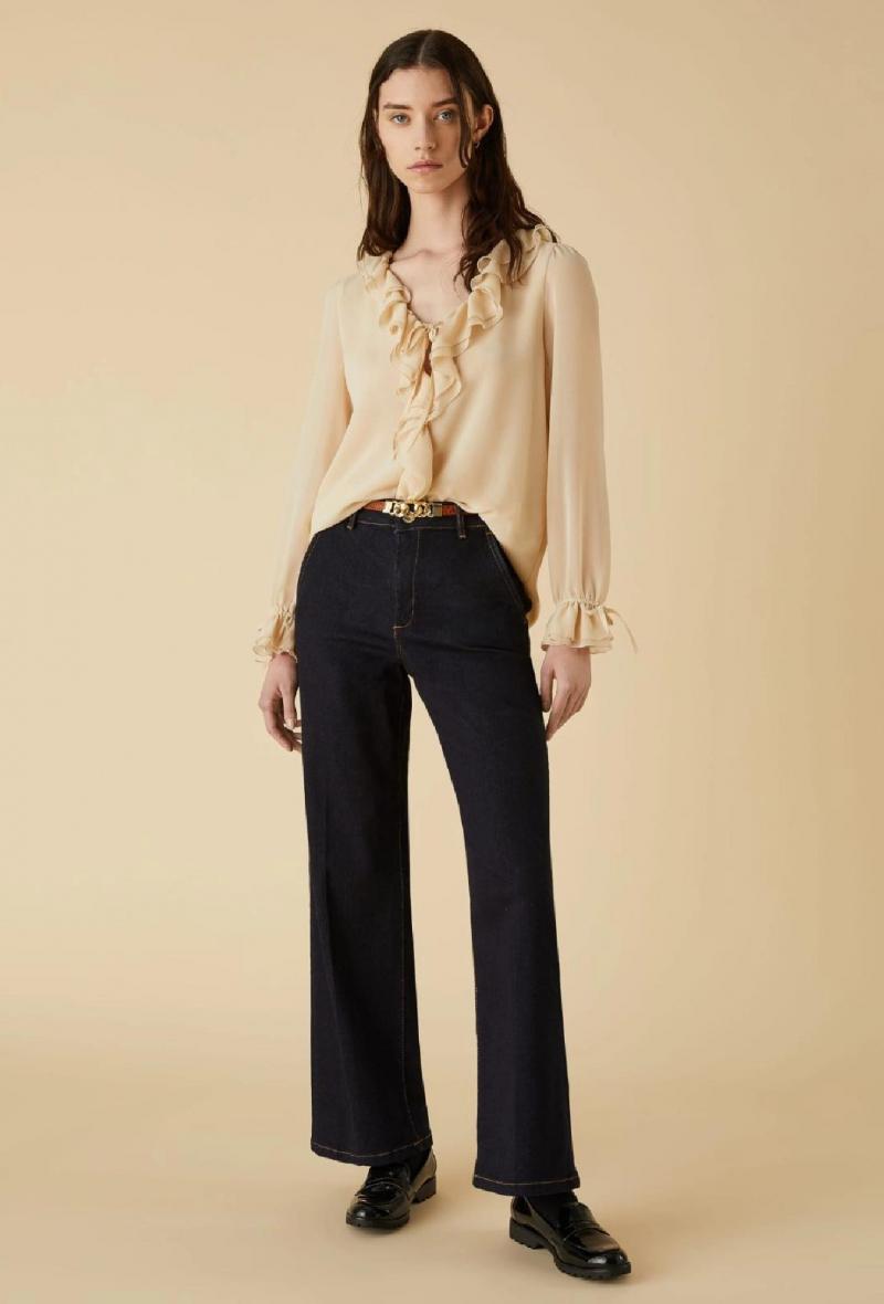 Blusa con ruche Avorio<br />(<strong>EMMEMARELLA</strong>)