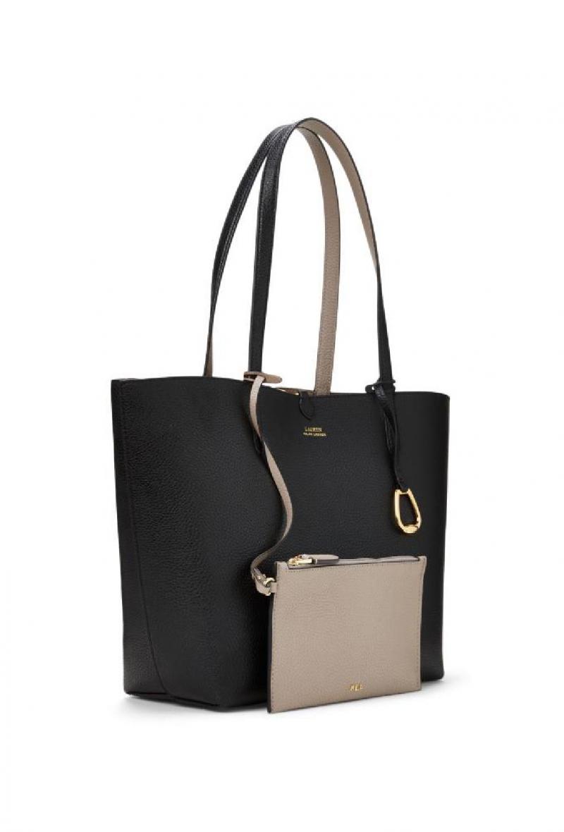 Borsa tote reversibile in pelle vegana Nero e beige<br />(<strong>Lauren ralph lauren</strong>)