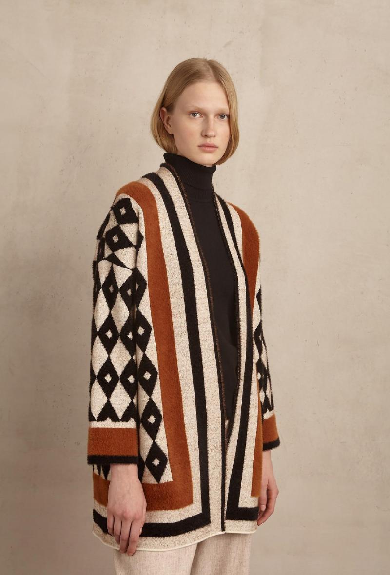 Cardigan oversize a rombi Nero e marrone<br />(<strong>Marina v</strong>)