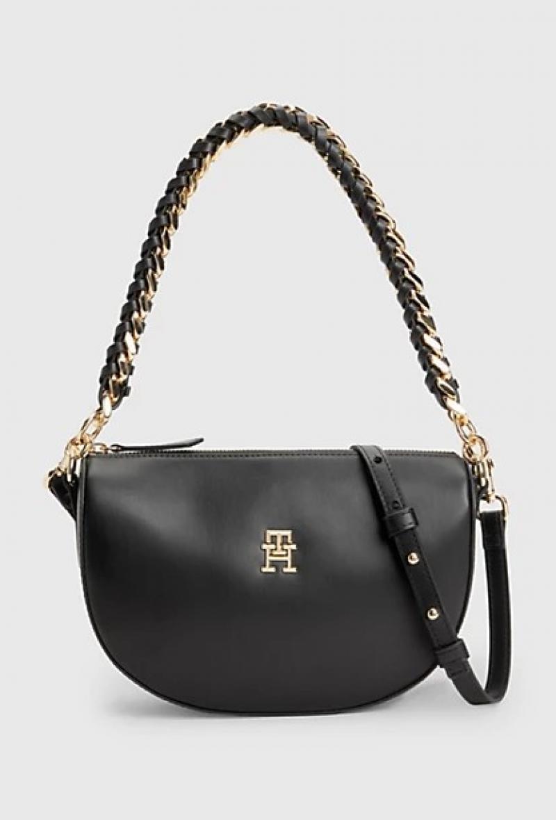 Borsa a mezzaluna con tracolla a catenella Nero<br />(<strong>Tommy hilfiger</strong>)
