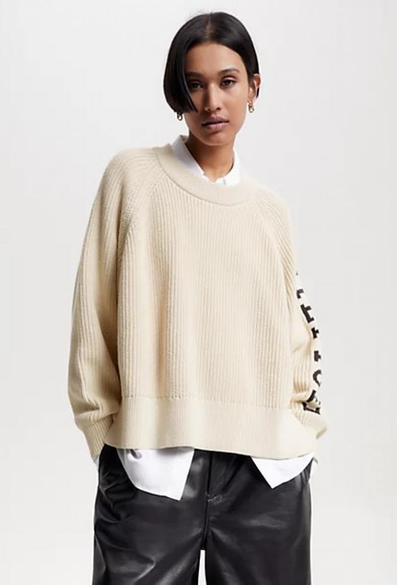 Pullover oversize a coste Avorio<br />(<strong>Tommy hilfiger</strong>)