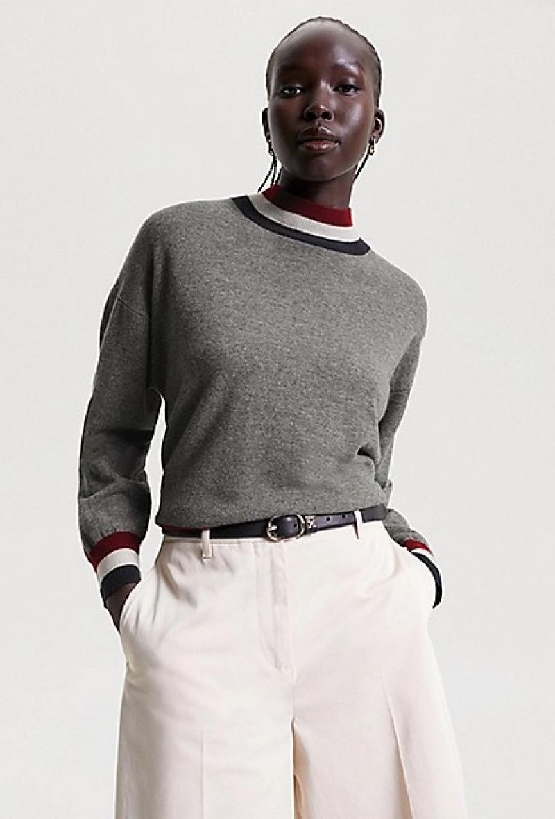 Maglia a lupetto con profili corporate Grigio<br />(<strong>Tommy hilfiger</strong>)