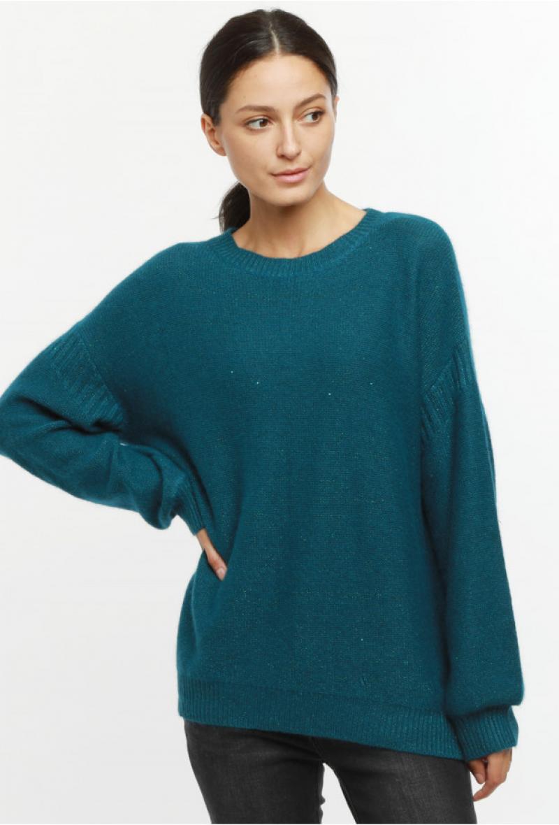 Maglia a girocollo oversize con lurex Blu<br />(<strong>Artlove</strong>)