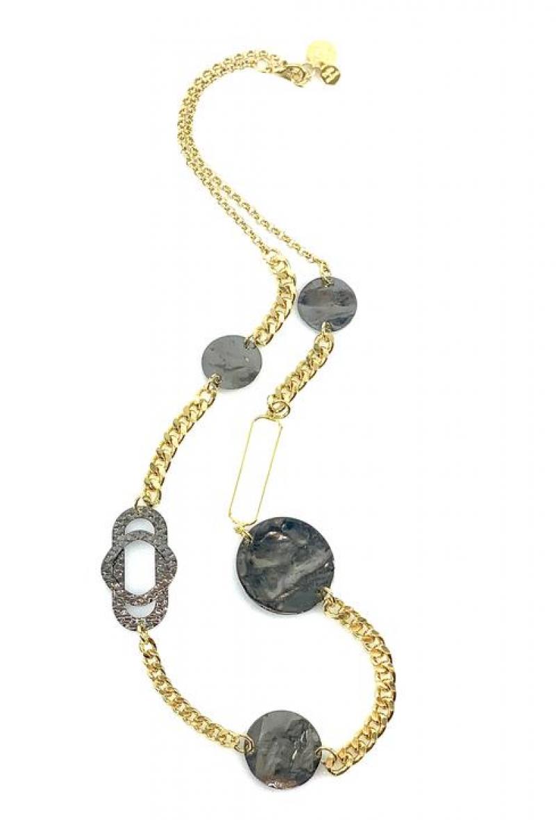 Collana a catene con dettagli geometrici Oro e alluminio<br />(<strong>Canonica 63</strong>)