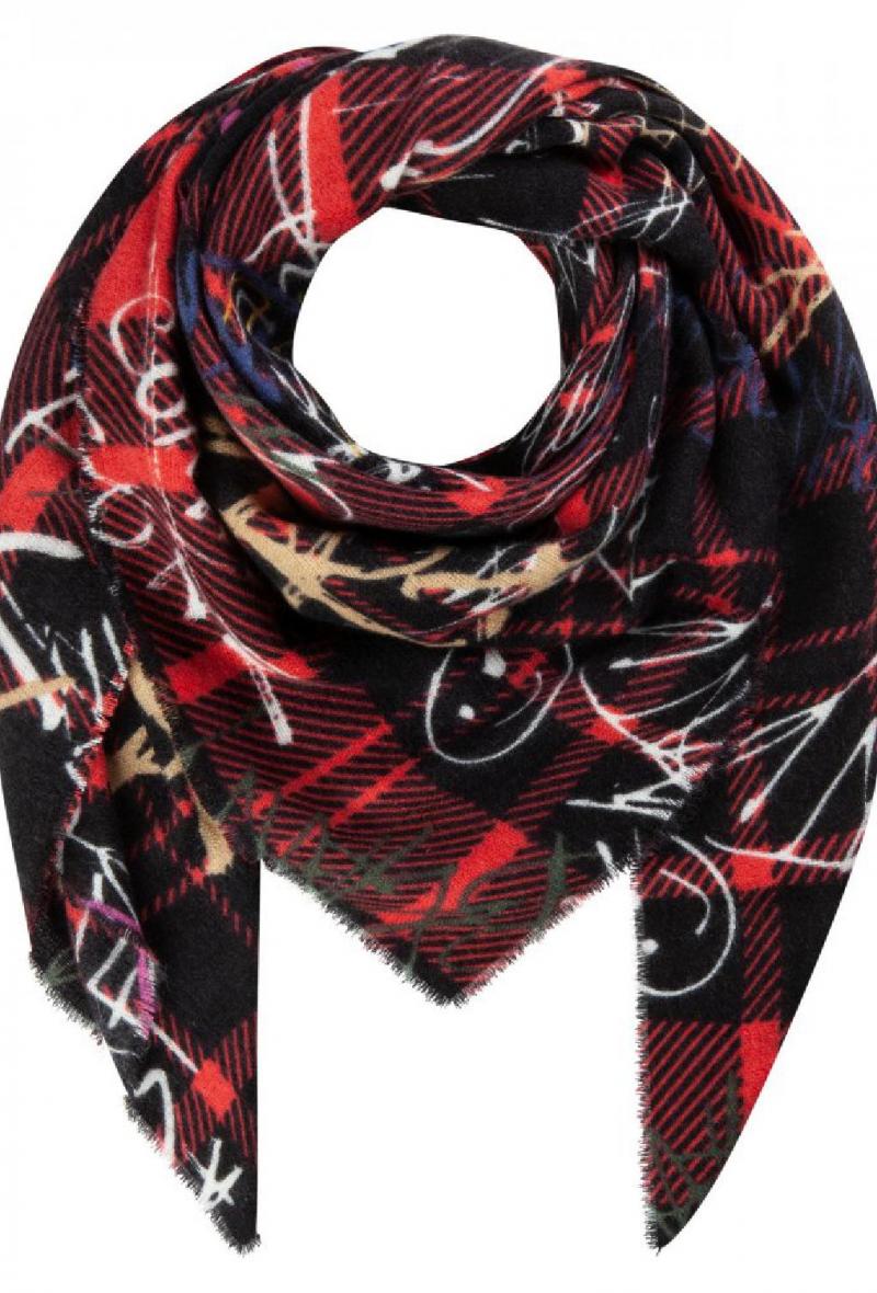 Pashmina a quadri con scritte Rossa<br />(<strong>Codello</strong>)