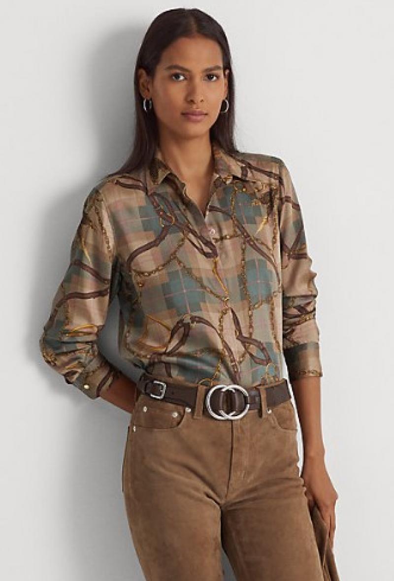 Camicia in twill con stampa equestre Multicolor<br />(<strong>Lauren ralph lauren</strong>)