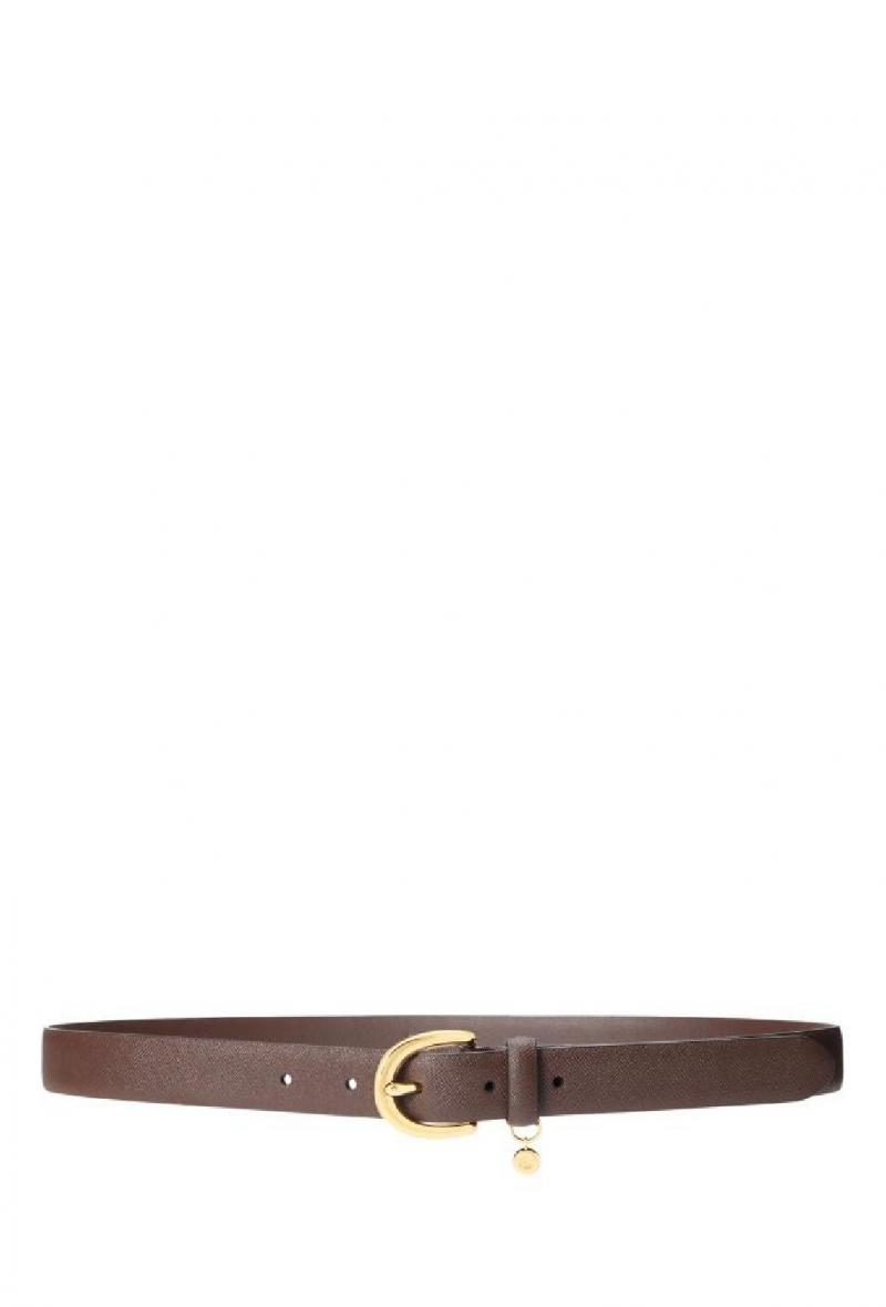 Cintura con charm in pelle saffiano Marrone<br />(<strong>Lauren ralph lauren</strong>)