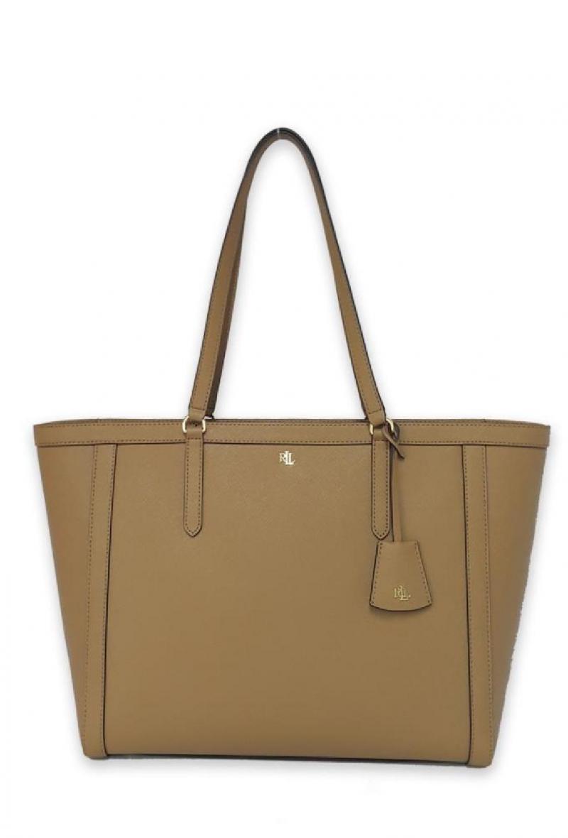 Tote Clare grande in pelle saffiano Beige<br />(<strong>Lauren ralph lauren</strong>)