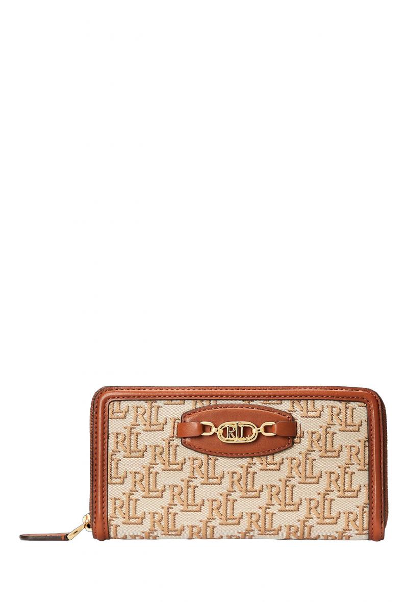 Portafogli grande con zip Cuoio<br />(<strong>Lauren ralph lauren</strong>)