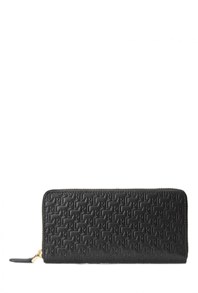 Portafogli rettangolare in pelle incisa Nero<br />(<strong>Lauren ralph lauren</strong>)