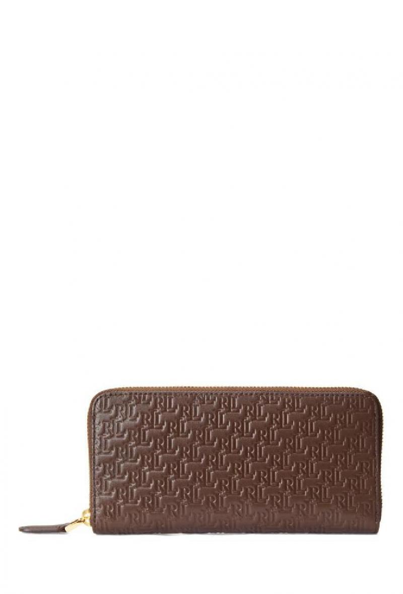 Portafogli rettangolare in pelle incisa Marrone<br />(<strong>Lauren ralph lauren</strong>)
