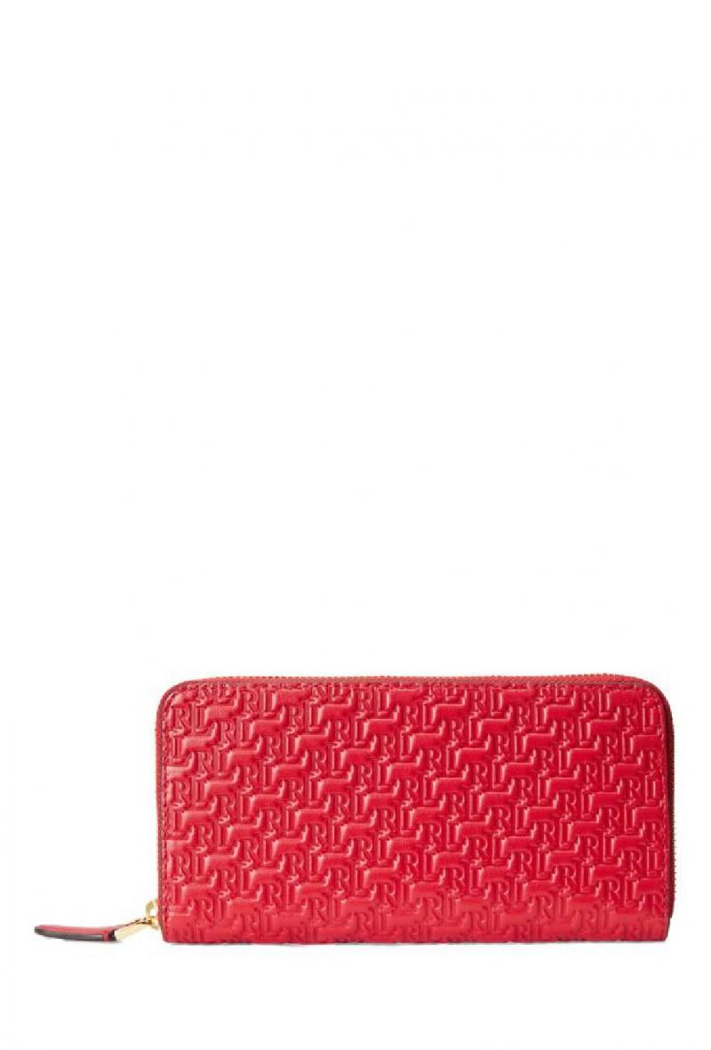 Portafogli rettangolare in pelle incisa Rosso<br />(<strong>Lauren ralph lauren</strong>)