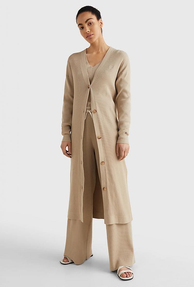 Cardigan lungo a coste Beige<br />(<strong>Tommy hilfiger</strong>)