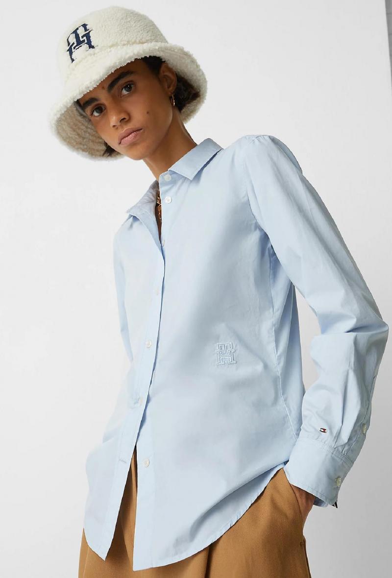 Camicia monogram con vestibilità regolare Celeste<br />(<strong>Tommy hilfiger</strong>)