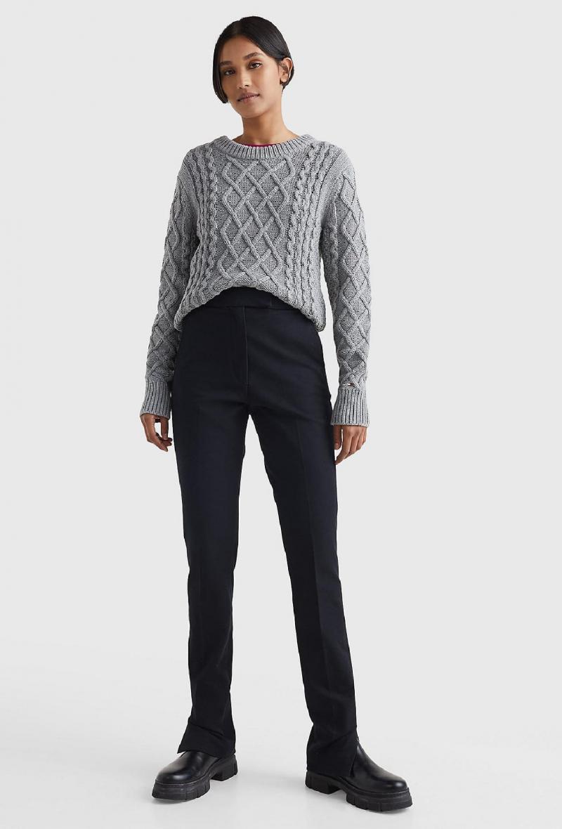 Pullover slim in maglia intrecciata Grigio<br />(<strong>Tommy hilfiger</strong>)