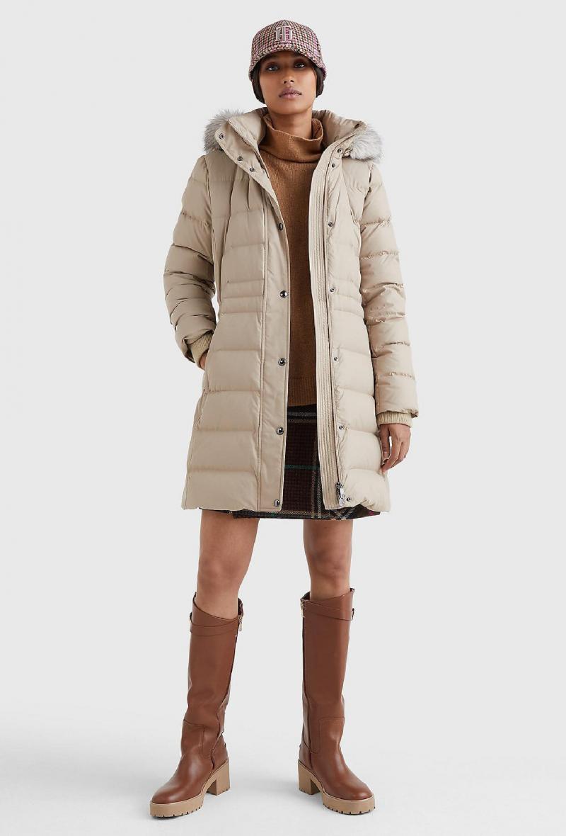 Piumino con cappuccio in pelliccia sintetica Beige<br />(<strong>Tommy hilfiger</strong>)