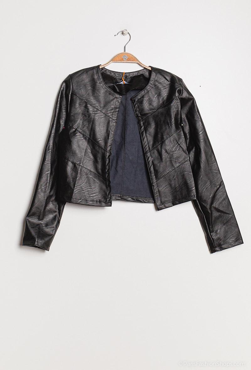 Giacchina corta in ecopelle Nero<br />(<strong>Kzb</strong>)
