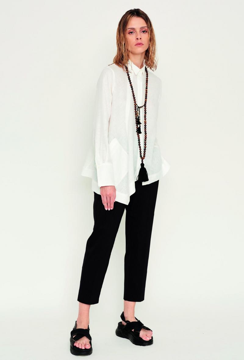 Camicia in lino asimmetrica Avorio<br />(<strong>Nenè</strong>)