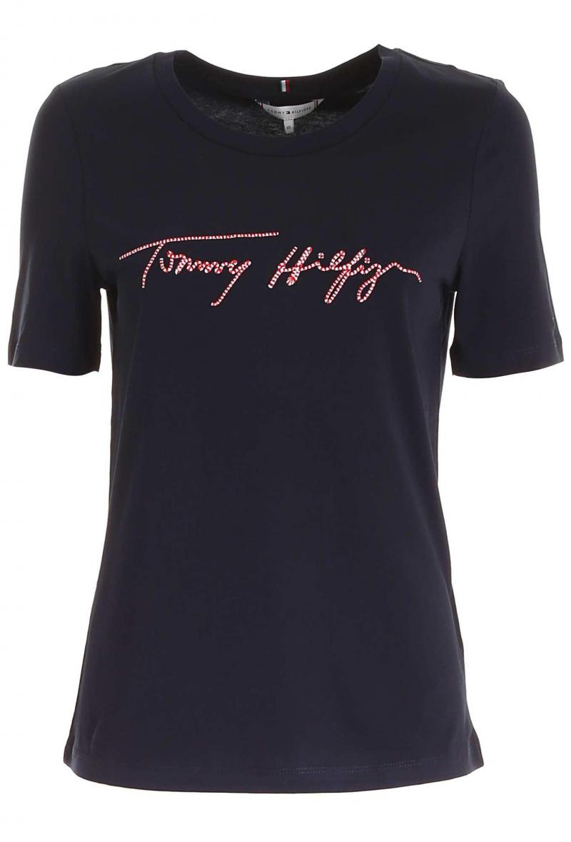 T shirt con firma a contrasto Blu<br />(<strong>Tommy hilfiger</strong>)