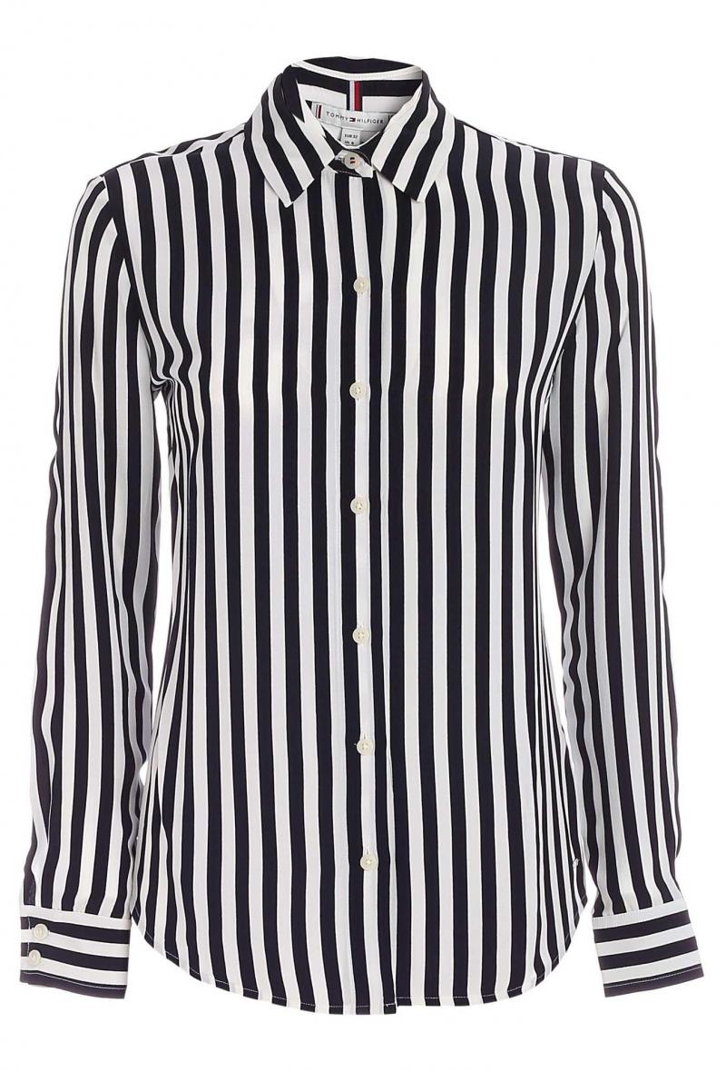 camicia classica in viscosa Bianco/blu<br />(<strong>Tommy hilfiger</strong>)