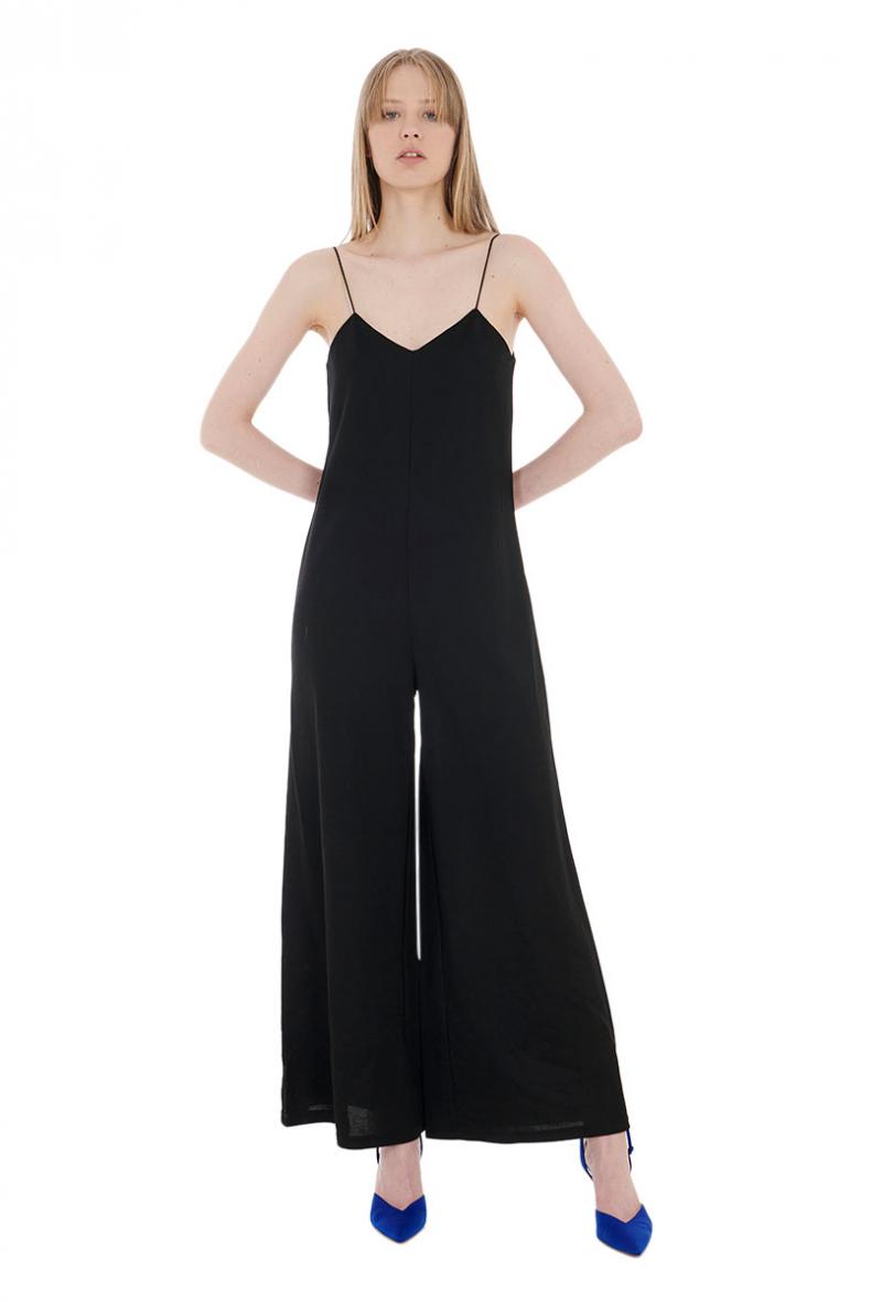 Tuta intera con spalline sottili e pantalone largo Nera<br />(<strong>Es givien</strong>)