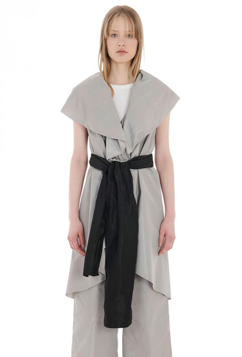 gilet lungo in taffetas Grigio<br />(<strong>Es givien</strong>)