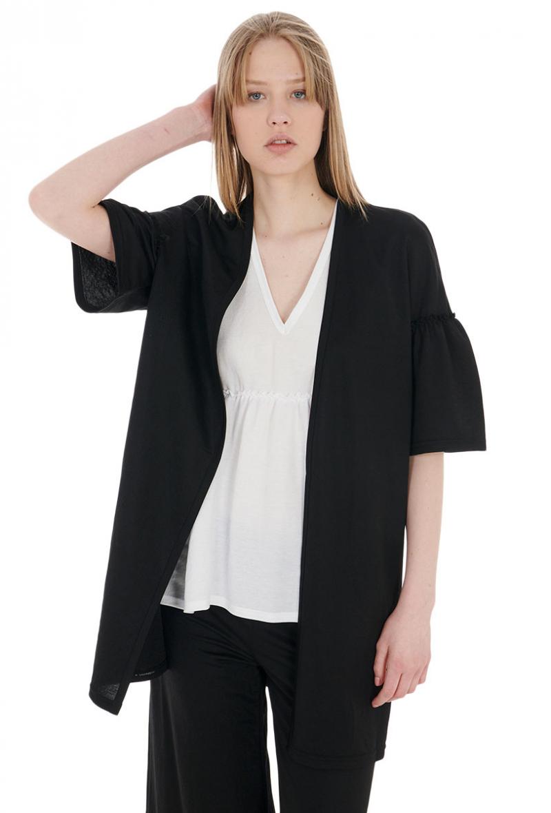 Cardigan morbido con manica a crestina Nero<br />(<strong>Es givien</strong>)