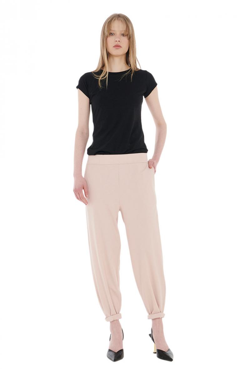 Pantalone morbido con fondo stretto Cipria<br />(<strong>Es givien</strong>)