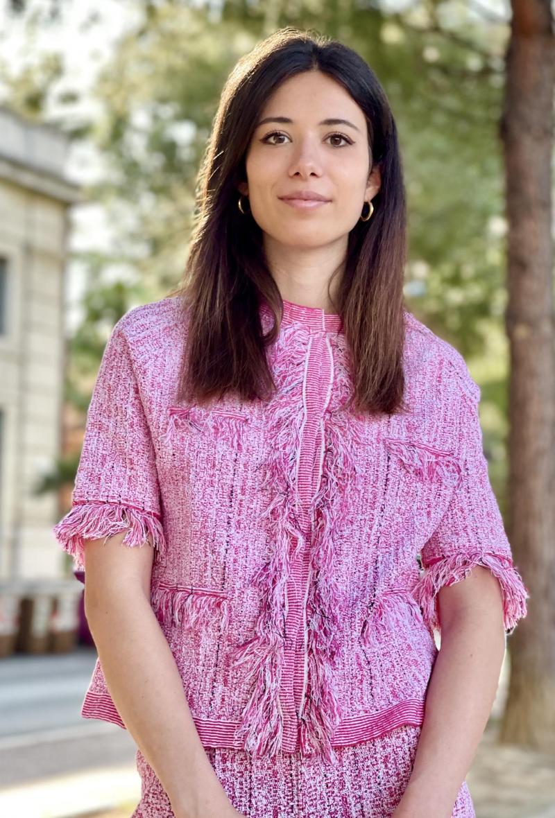 Giacchina in maglia di cotone con bordi sfrangiati Fuchsia<br />(<strong>Neera 20.52</strong>)