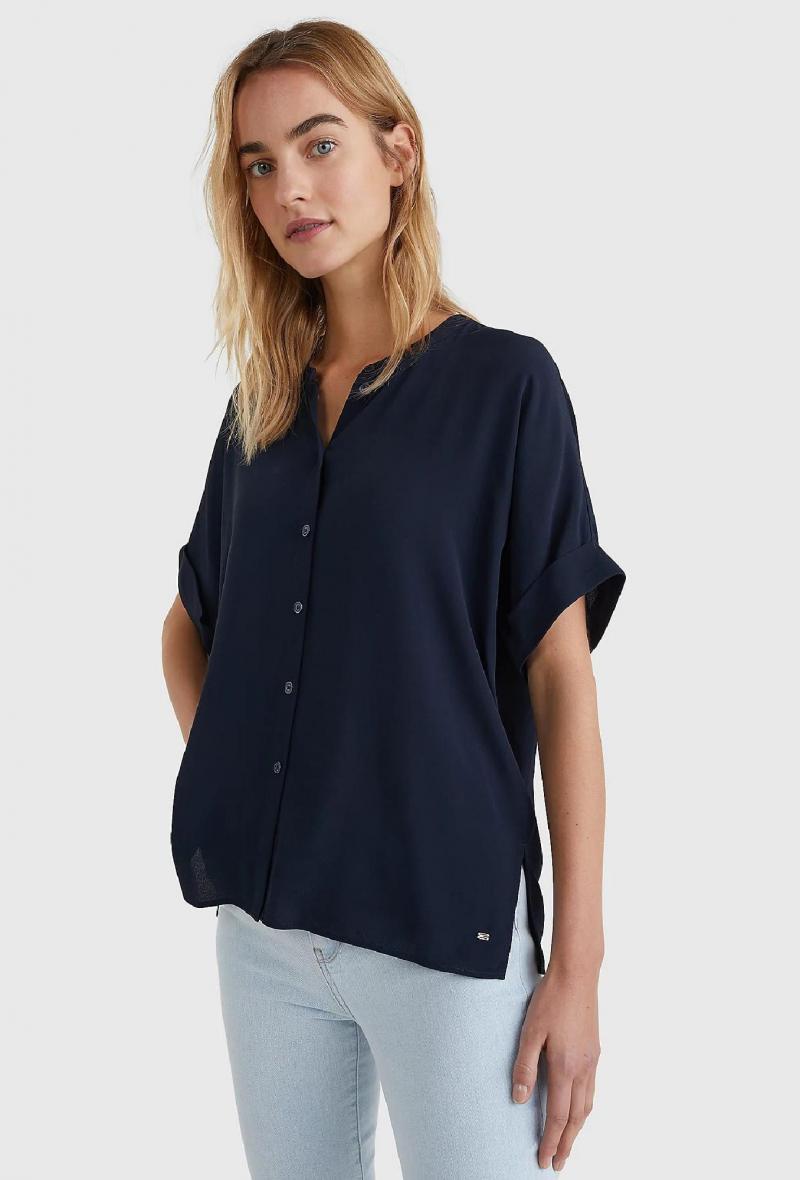 Blusa in crepe di viscosa Blu<br />(<strong>Tommy hilfiger</strong>)