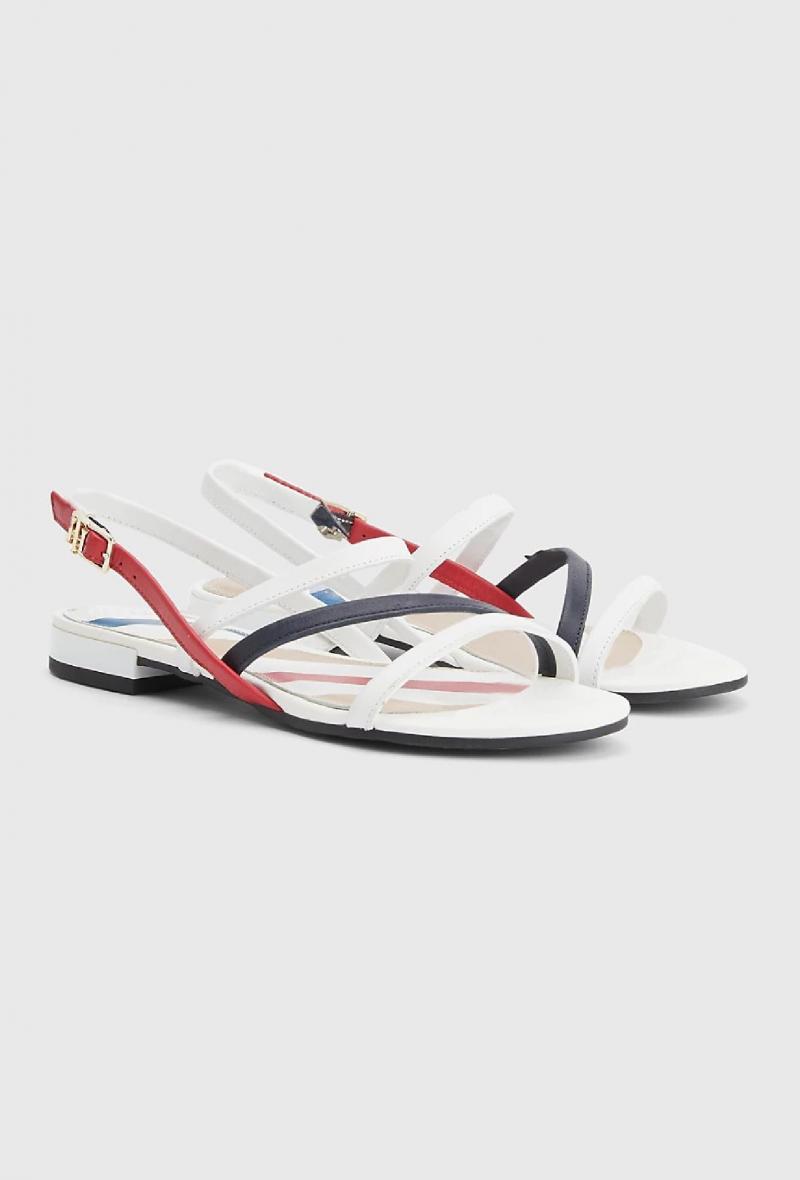 Sandali bassi in pelle con cinturini Bianco<br />(<strong>Tommy hilfiger</strong>)