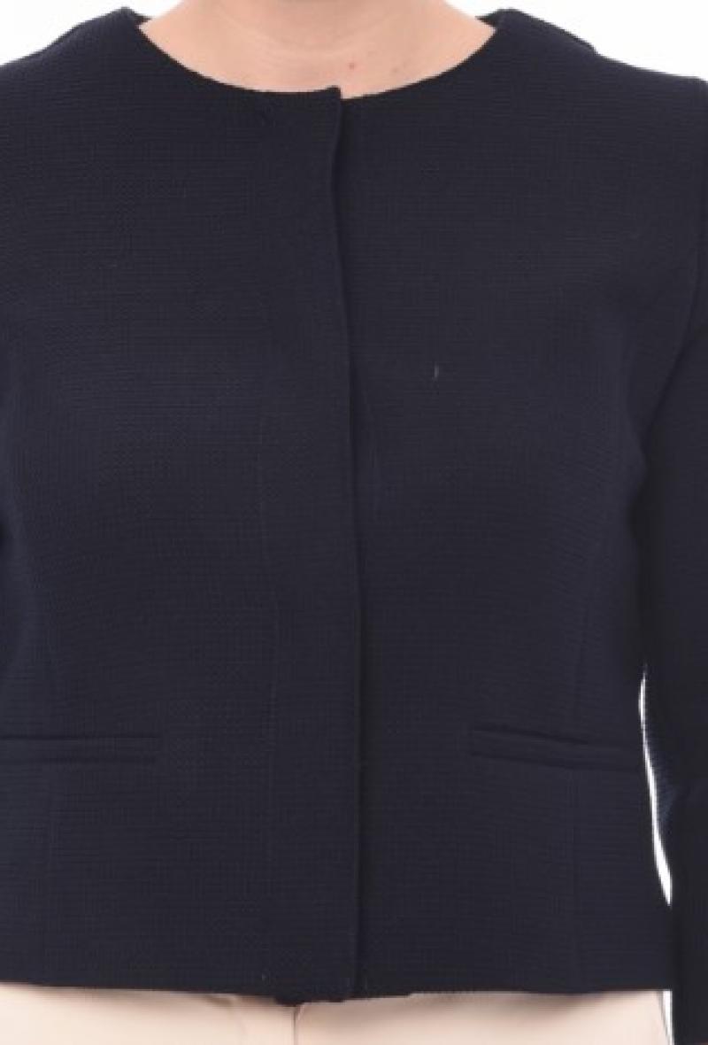 Giacchina a girocollo in trama Blu<br />(<strong>EMMEMARELLA</strong>)