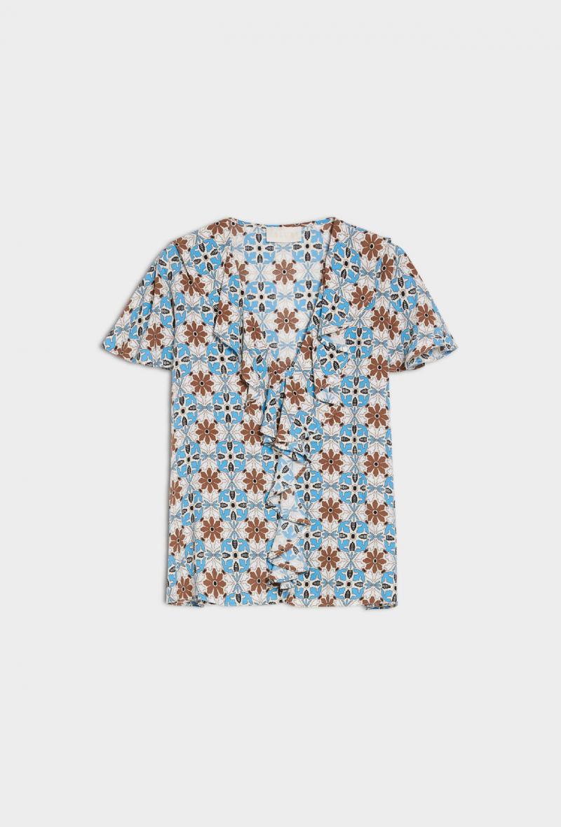 Blusa a mezza manica a fantasia Turchese<br />(<strong>I blues</strong>)