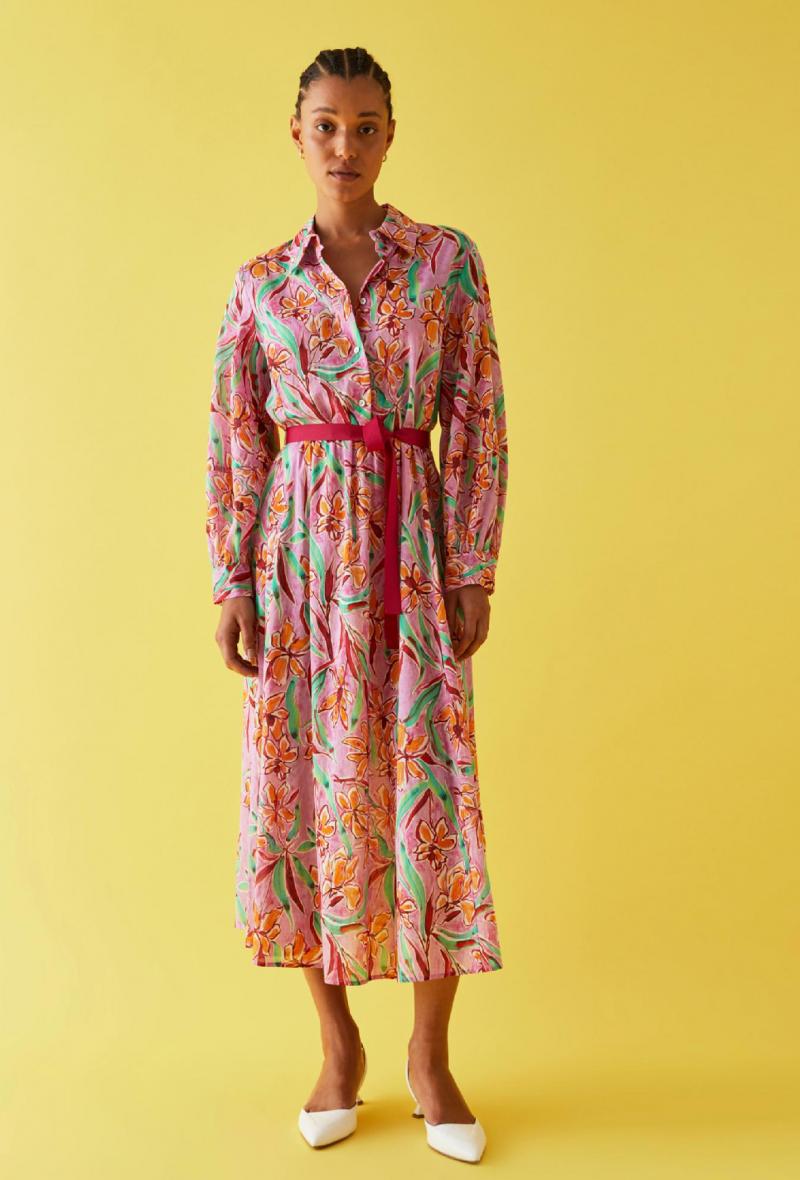 Abito in mussola di cotone stampato Rosa<br />(<strong>I blues</strong>)