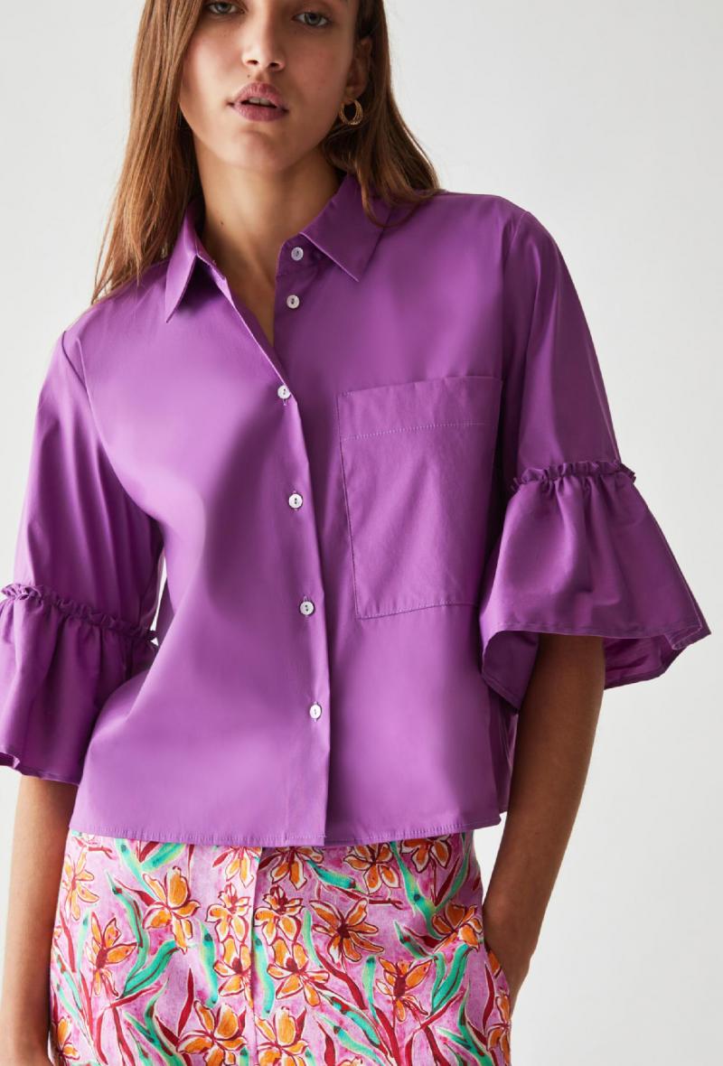 Camicia corta con balza alle maniche Viola<br />(<strong>I blues</strong>)