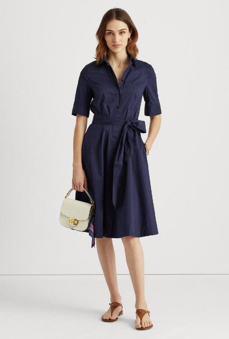 Abito chemisier in misto cotone Blu<br />(<strong>Lauren ralph lauren</strong>)