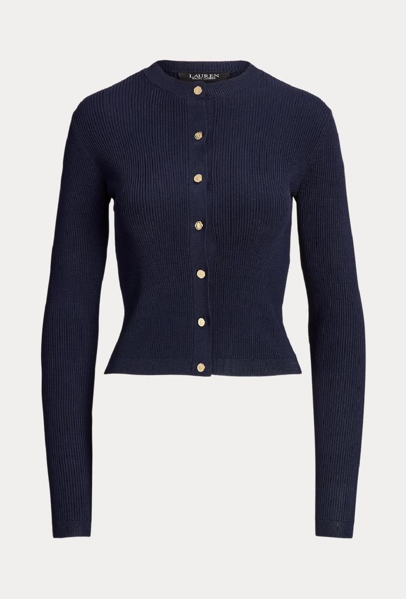 Cardigan aderente a costine Blu<br />(<strong>Lauren ralph lauren</strong>)