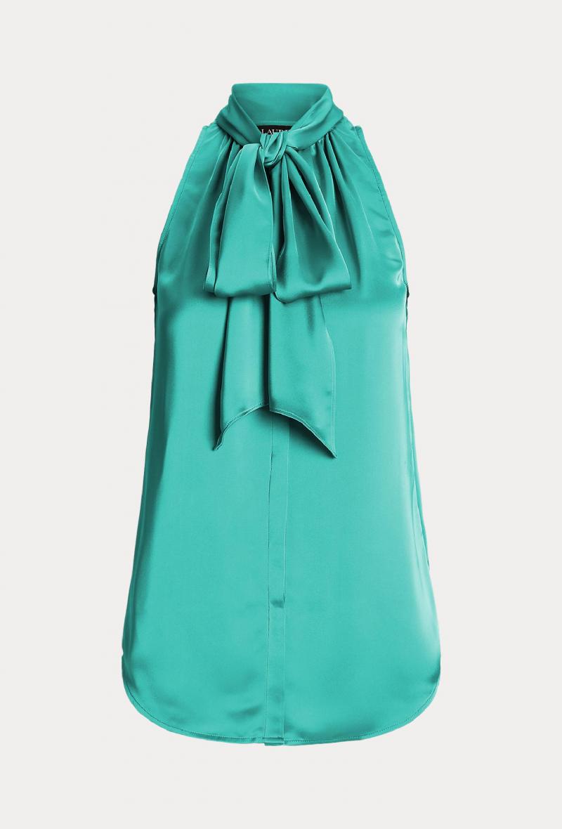Top in raso con fiocco Turchese<br />(<strong>Lauren ralph lauren</strong>)