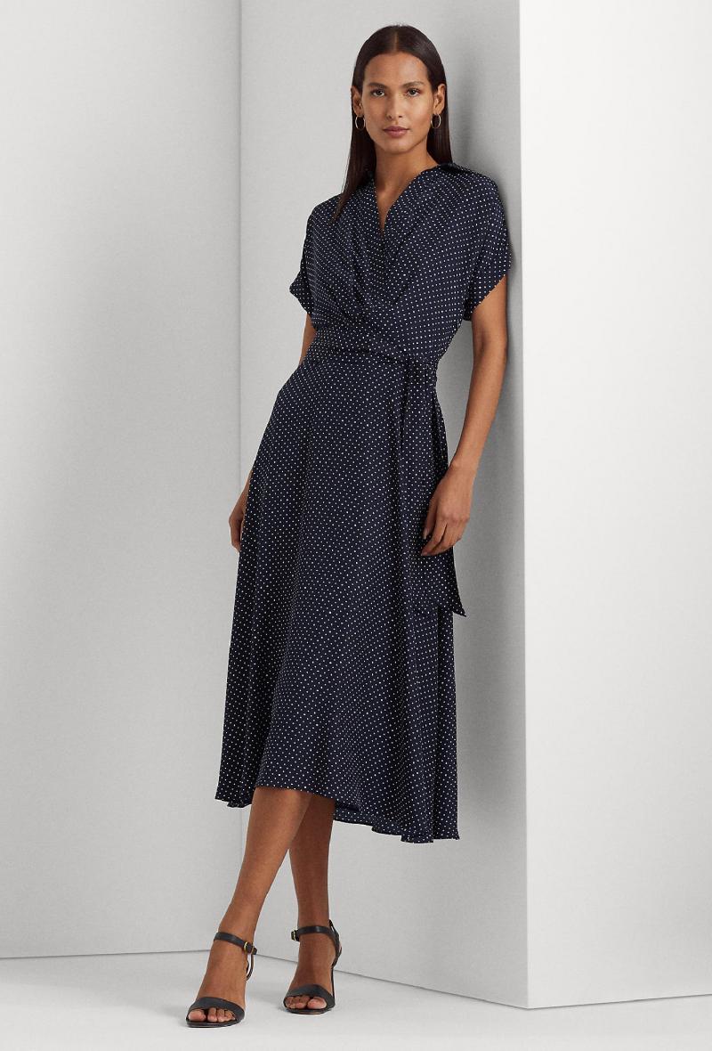 Abito in crepe a pois Blu e bianco<br />(<strong>Lauren ralph lauren</strong>)