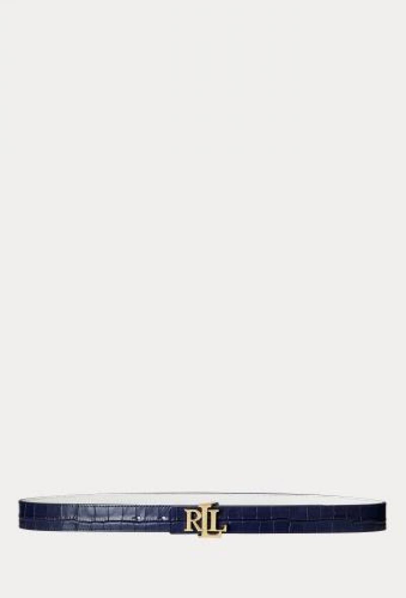 Cintura reversibile alta cm 3 Blu e bianco<br />(<strong>Lauren ralph lauren</strong>)