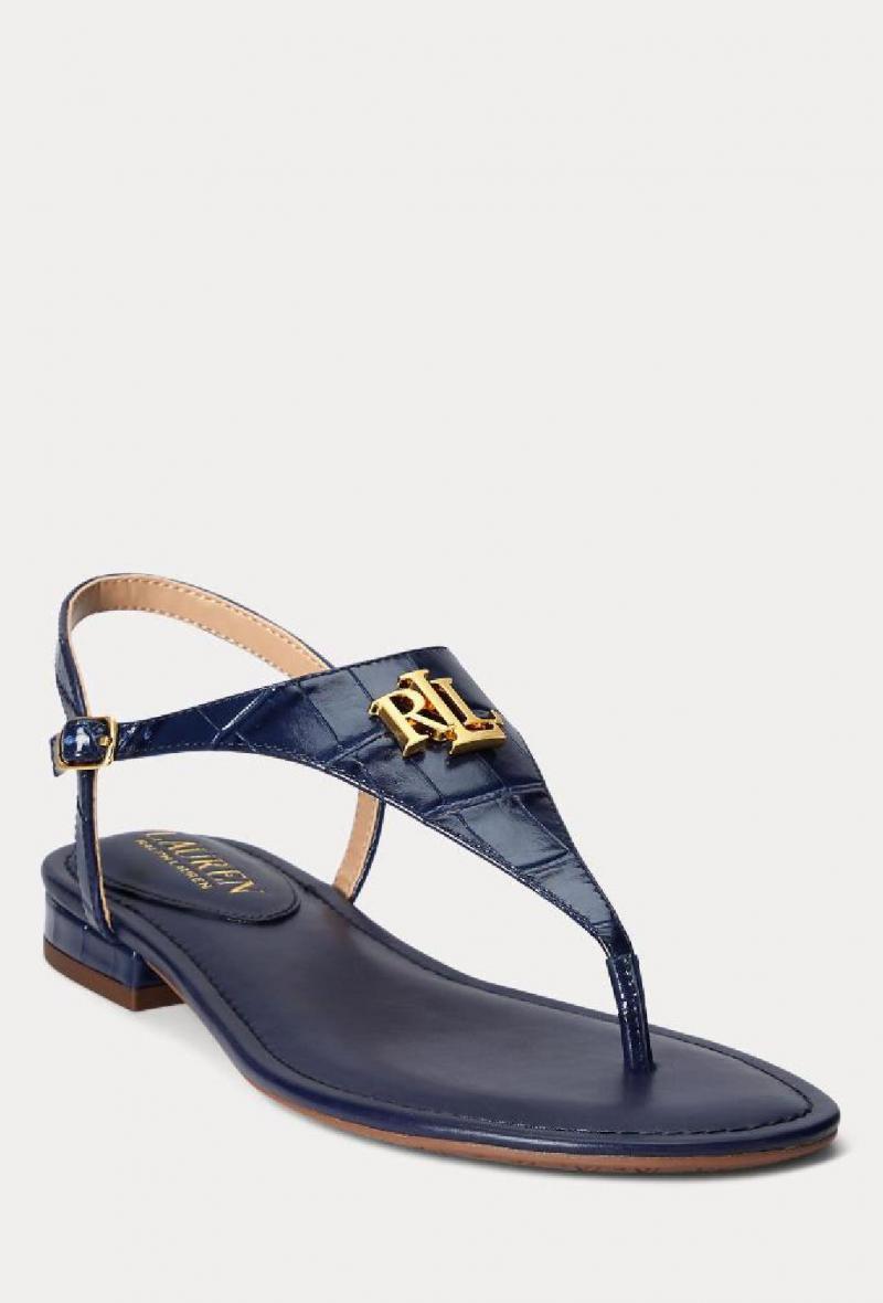 Sandali infradito in pelle stampa cocco Blu<br />(<strong>Lauren ralph lauren</strong>)