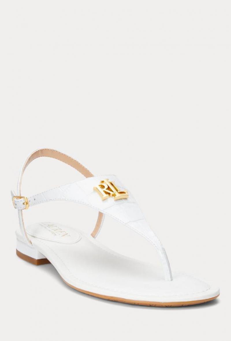 Sandali infradito in pelle stampa cocco Bianco<br />(<strong>Lauren ralph lauren</strong>)