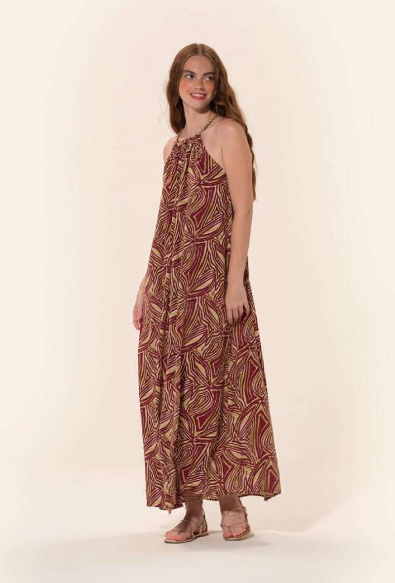 Abito lungo fantasia batik Bordeaux<br />(<strong>Meme road</strong>)