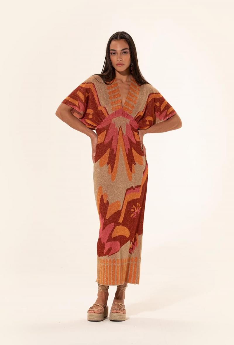 Abito lungo in maglia jacquard Ruggine<br />(<strong>Meme road</strong>)