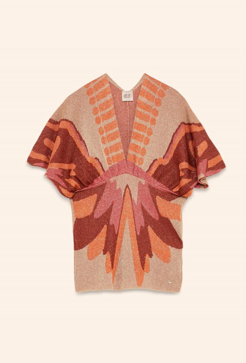 Maglia in jacquard con maniche a kimono Ruggine<br />(<strong>Meme road</strong>)