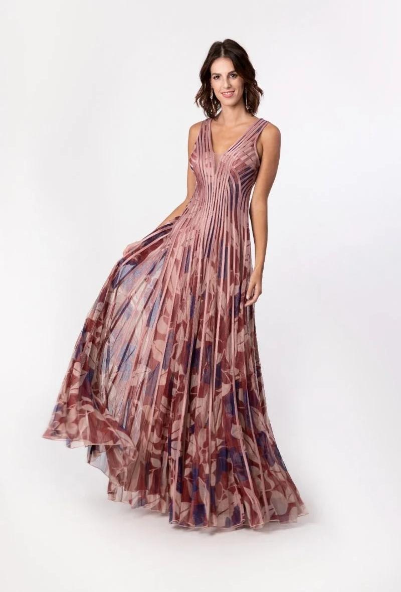 Abito lungo in tulle a fantasia Corallo<br />(<strong>Promulias</strong>)