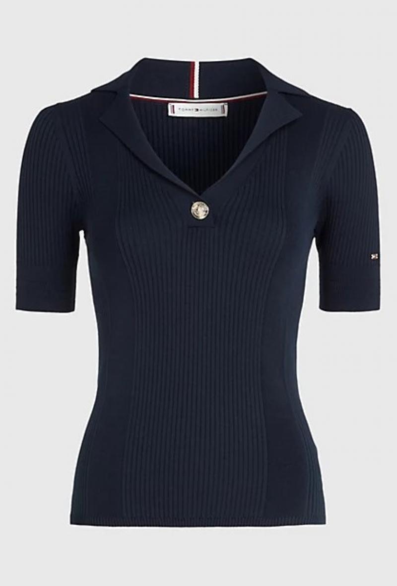 Pullover a polo aderente Blu<br />(<strong>Tommy hilfiger</strong>)
